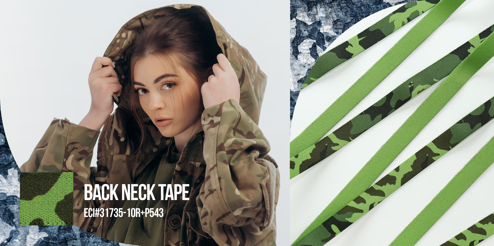 Woven Elastic with Sublimation Printing for Back Neck Tape (31735-10R+P543)