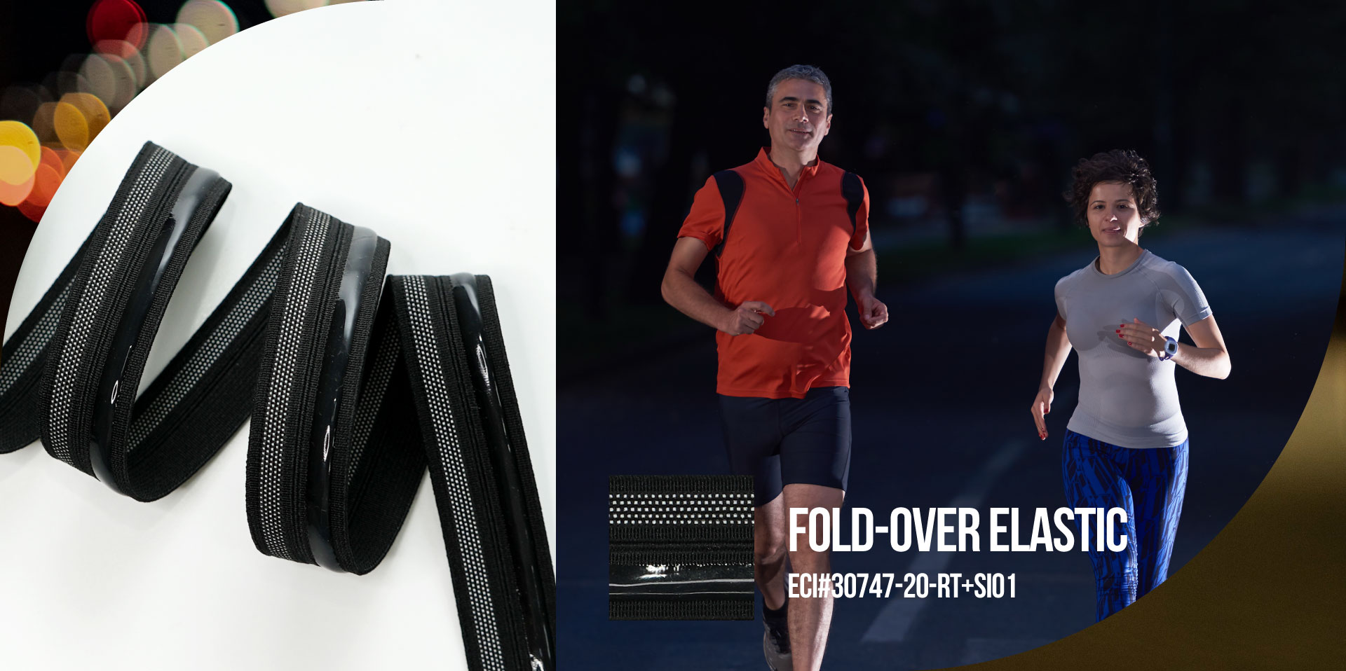 Woven Elastic with Reflective Yarn and Silicone Coating for Fold-Over Elastic (30747-20-RT+SI01)